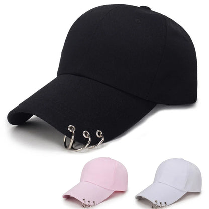 Kvinder Mænd Hip Hop K-pop Snapback-baseballkasket Ensfarvet med ring Sport Dans Rejse Elsker Far-kasket Kasketter Streetwear Justerbar