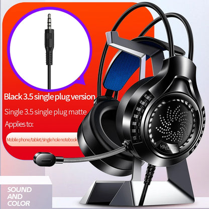 RGB Gaming Headset with Microphone 7.1 Surround HD Sound Stereo Dual 3.5mm USB Wired Headphone For PS5 PC Laptop Phone