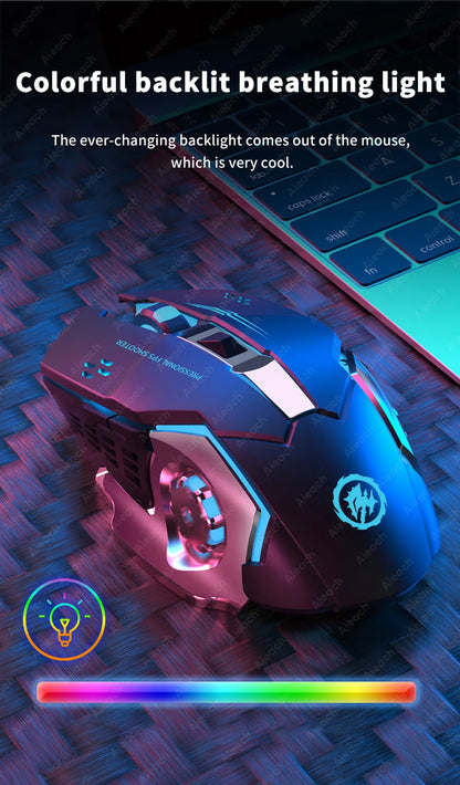 Rechargeable Wireless Mouse Gaming Computer Silent Bluetooth Mouse USB Mechanical E-Sports Backlight PC Gamer Mouse For Computer