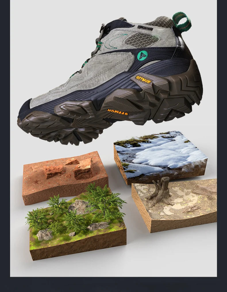 HUMTTO Waterproof Sneakers for Men Hiking Shoes Leather Trekking Boots Women Camping Hunting Mens Mountain Tactical Ankle Boots