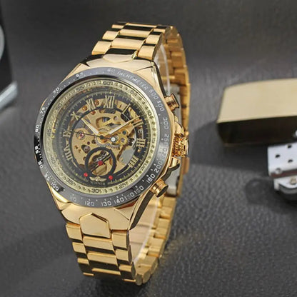 WINNER mekanisk automatisk herreur – Skeletmodel, armbånd i rustfrit stål, sporty design, luksusmærke