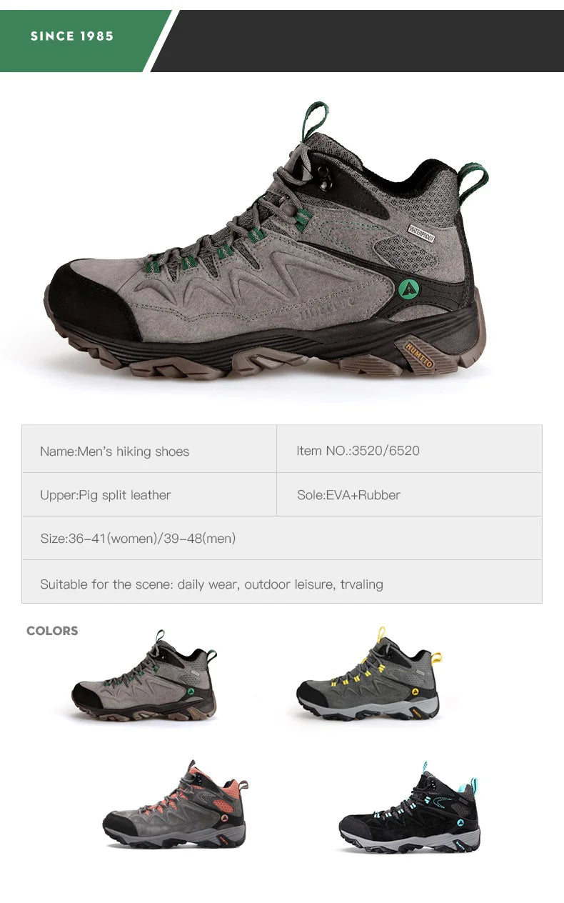 HUMTTO Waterproof Sneakers for Men Hiking Shoes Leather Trekking Boots Women Camping Hunting Mens Mountain Tactical Ankle Boots