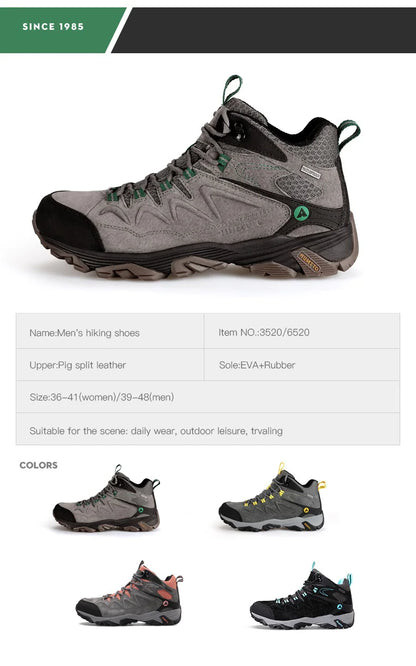 HUMTTO Waterproof Sneakers for Men Hiking Shoes Leather Trekking Boots Women Camping Hunting Mens Mountain Tactical Ankle Boots