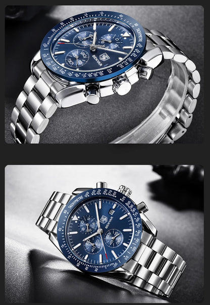 Relógios de luxo para homem BENYAR – Relógios de pulso de quartzo com bracelete em pele, resistentes à água até 30 m, estilo desportivo.