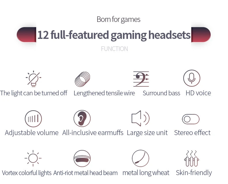 RGB Gaming Headset with Microphone 7.1 Surround HD Sound Stereo Dual 3.5mm USB Wired Headphone For PS5 PC Laptop Phone