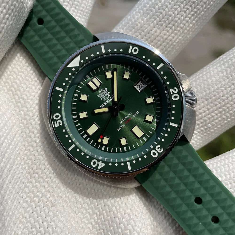 SD1970 STEELDIVE Brand 44MM Sapphire Glass with Transparent AR Coating Cermaic Bezel NH35 Movement Automatic Dive Watch Turtle