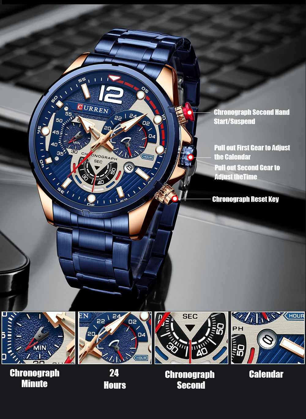 New Watches for Men Top Luxury Brand CURREN Quartz Men’s Watch Sport Waterproof Wrist Watches Chronograph Date Relogio Masculino