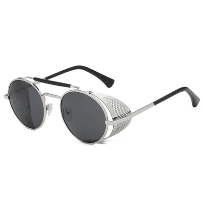 New Steampunk Retro Round Metal Sunglasses Men Women Brand Designer Glasses Metal Shields Shades Oculos De Sol UV400 Eyewear