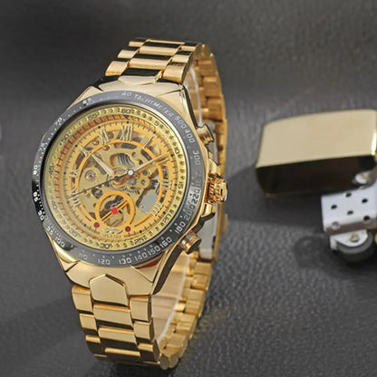 WINNER mekanisk automatisk herreur – Skeletmodel, armbånd i rustfrit stål, sporty design, luksusmærke