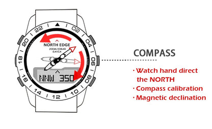 NORTH EDGE Men's Dive Watch Military Army Luxury Full Steel Smartwatch Compass Altimeter Barometer Digital Clock Waterproof 200m