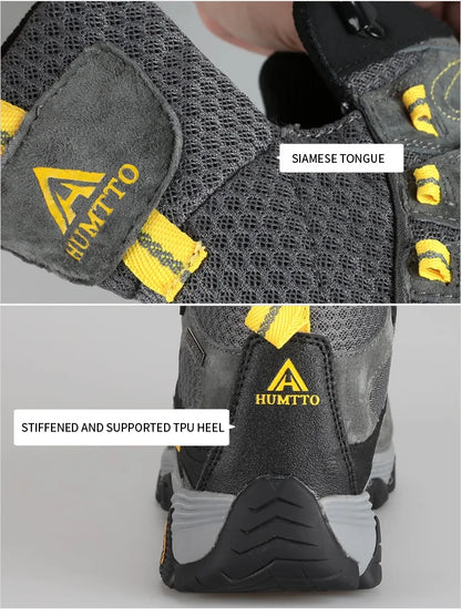 HUMTTO Waterproof Sneakers for Men Hiking Shoes Leather Trekking Boots Women Camping Hunting Mens Mountain Tactical Ankle Boots