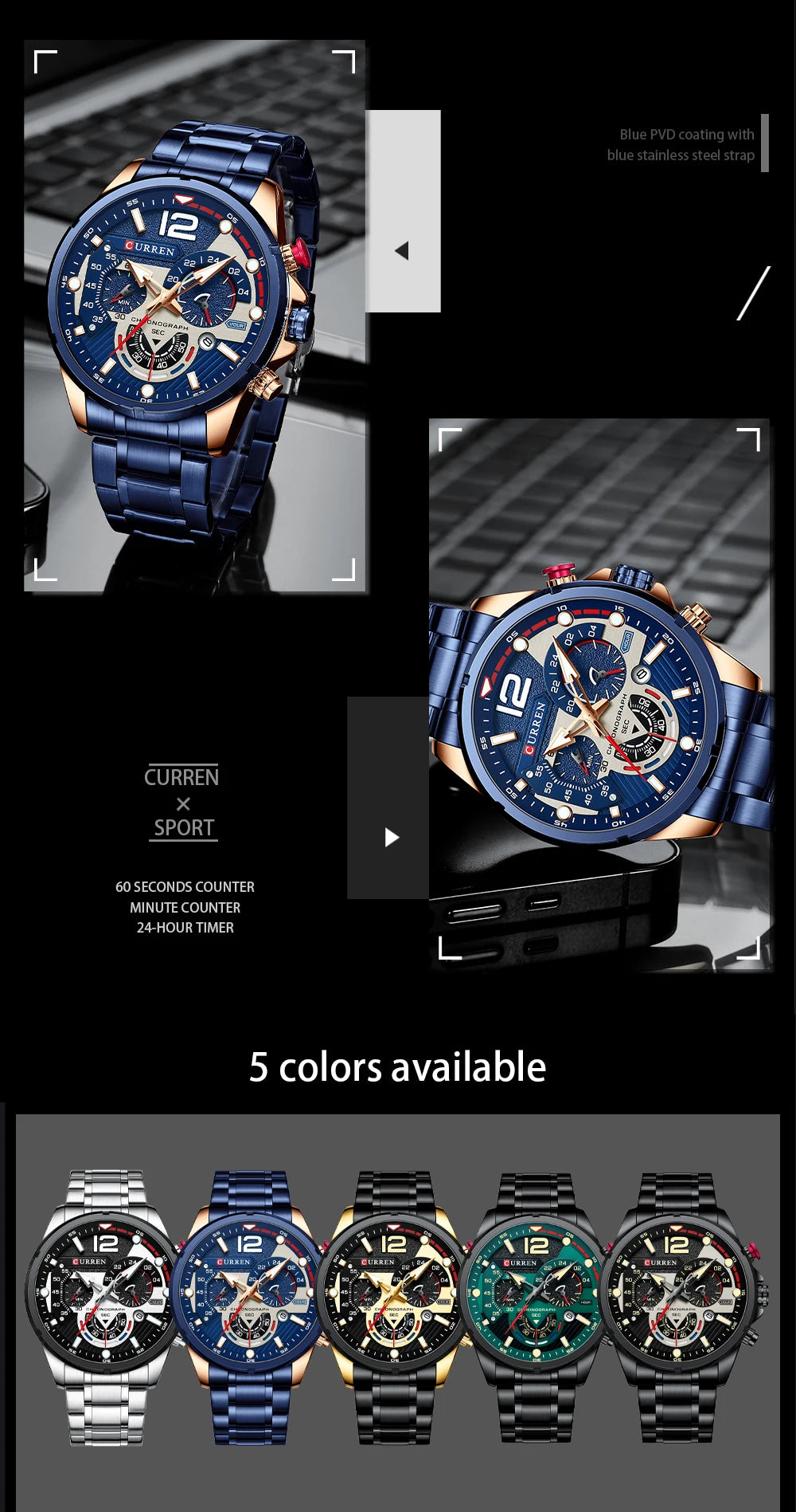 New Watches for Men Top Luxury Brand CURREN Quartz Men’s Watch Sport Waterproof Wrist Watches Chronograph Date Relogio Masculino