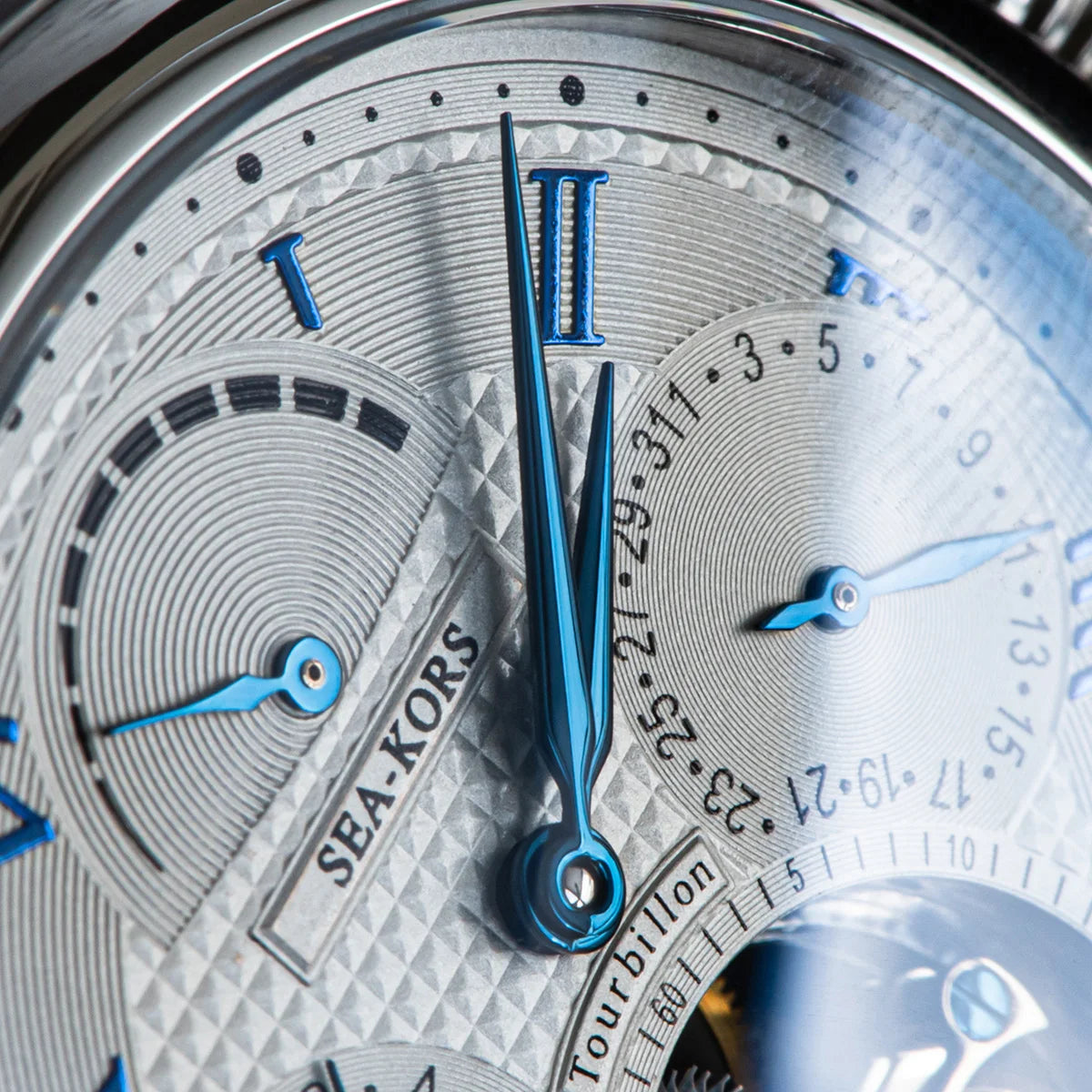 Sugess Seakors Men's Tourbillon Watch Original ST8007 Movement Skeleton Dial Moonphase Wristwatch 316L Case Sapphire