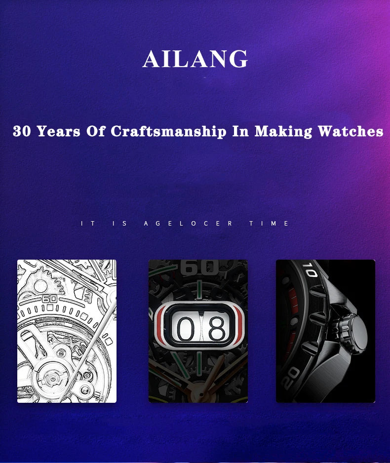 AILANG Super Cool Double Tourbillon Automatic Mechanical Watch Men Luxury Brand Luminous Waterproof Watches Men's Reloj Hombre