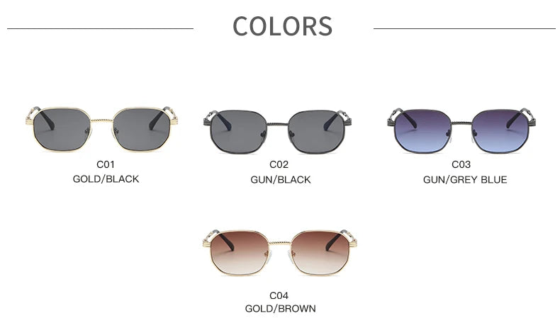 1/3pcs Fashion Rectangle Sunglasses Women UV400 Thread Design Metal Frame Sun Glasses Trendy Punk Style Black Gold Shade Unisex