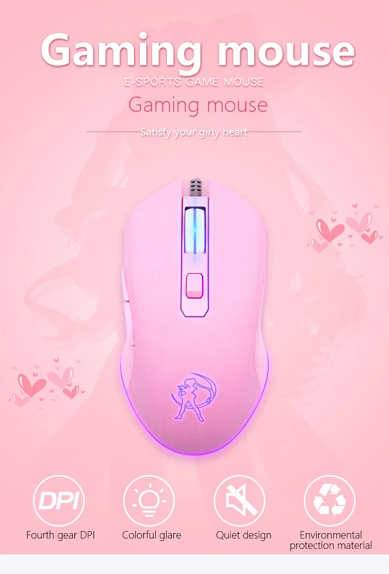 UTHAI DB49 Wired luminous pink mouse 1600 (dpi) computer accessories peripheral cute girl girl gaming mouse