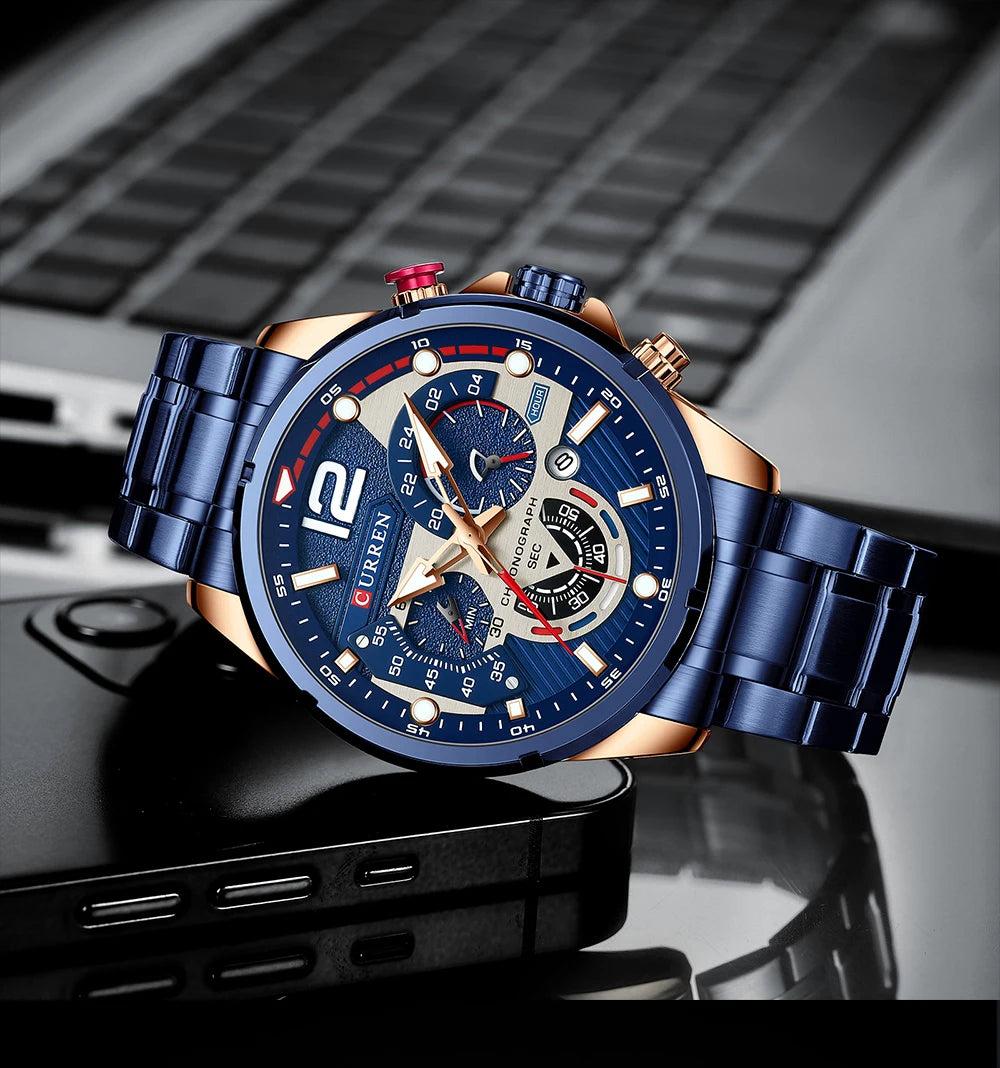 New Watches for Men Top Luxury Brand CURREN Quartz Men’s Watch Sport Waterproof Wrist Watches Chronograph Date Relogio Masculino