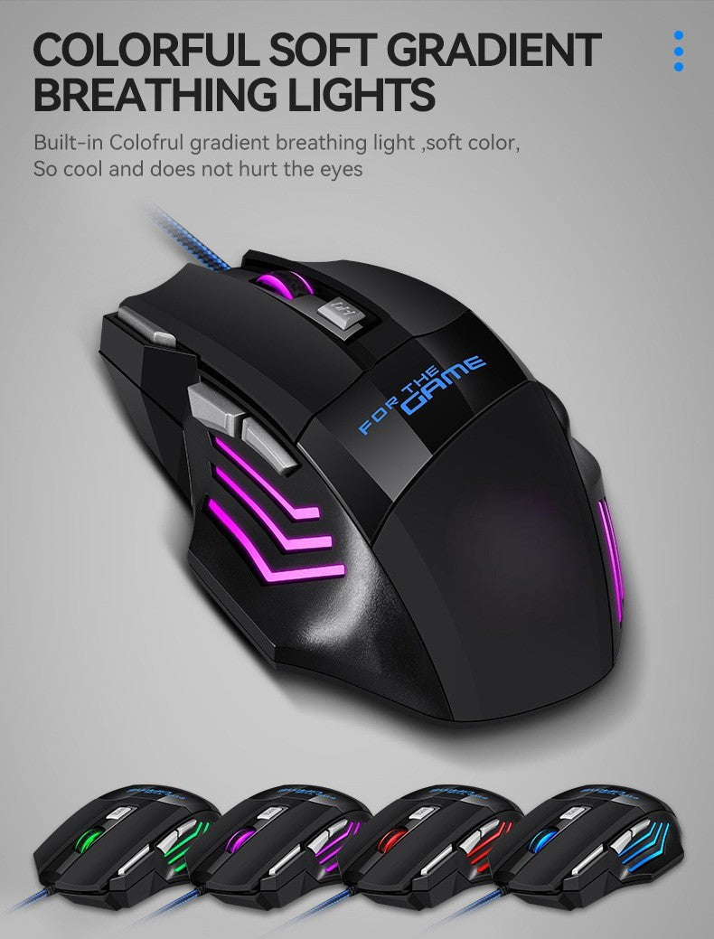USB Wired Mouse 7 Button 2400DPI Gaming Mouse RGB Breathing Light Mecha Mice Ergonomic Optical Office Mice For Desktop Laptop