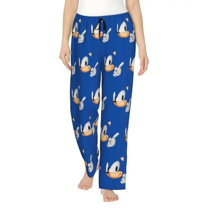Custom Women Soniced Pajama Pants Printed Hedgehog Game Sleep Sleepwear Bottoms with Pockets