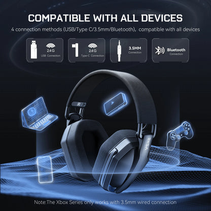 EKSA 2.4GHz Wireless Gaming Headphones With Mic USB/Type C Ultralight Foldable Over-Ear Bluetooth Headset Gamer For PC/PS5/Xbox