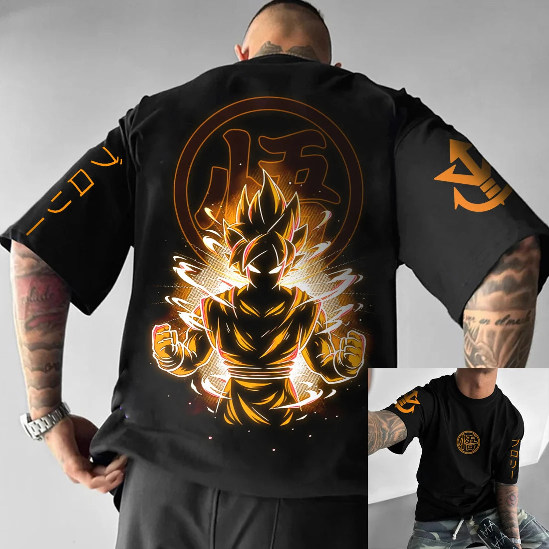 T-shirt en coton à manches courtes imprimé Dragon Ball Z : Son Goku et Vegeta – Vêtements pour hommes et femmes – Style Harajuku, Y2K, vintage, streetwear d'été
