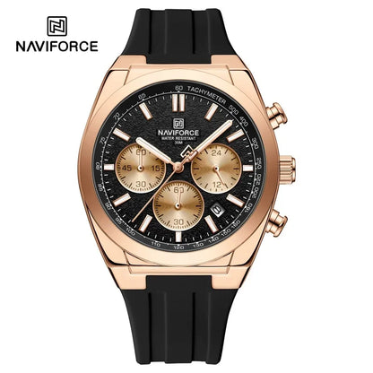 Relógio de pulso para homem NAVIFORCE – Estilo luxuoso e desportivo, movimento de quartzo, indicação de 24 horas, janela de data, cronógrafo, resistente à água – Ideia de presente para homem