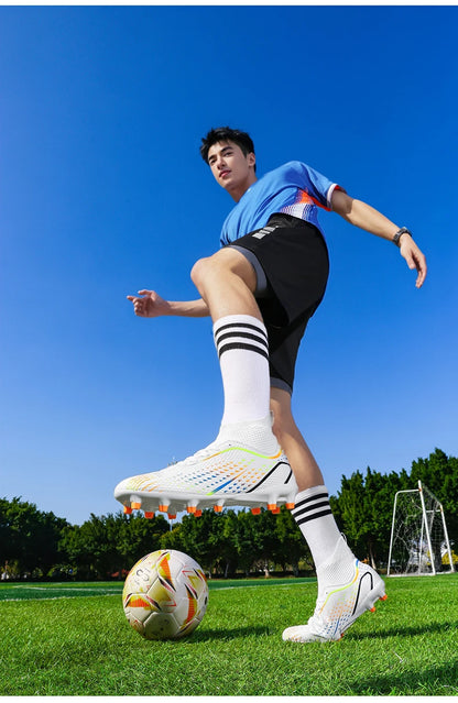 Zapatillas de fútbol para hombre, botas de fútbol profesionales para césped y futsal, unisex, para partidos en césped y entrenamiento al aire libre, tacos antideslizantes y transpirables