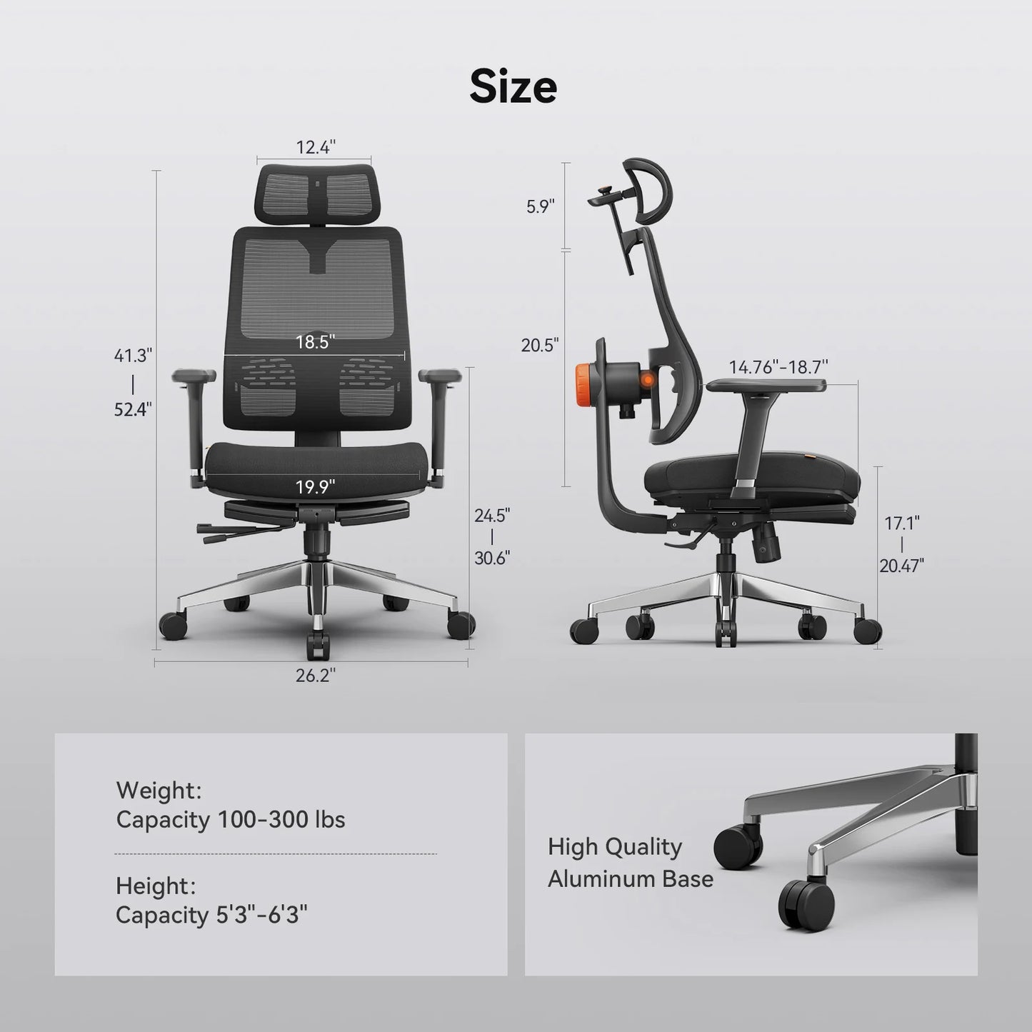 NEWTRAL MAGICH-BPRO Ergonomic Chair with Footrest, Auto-Following Backrest Headrest Office Chair, Adaptive Lower Back Support