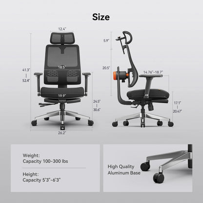 NEWTRAL MAGICH-BPRO Ergonomic Chair with Footrest, Auto-Following Backrest Headrest Office Chair, Adaptive Lower Back Support