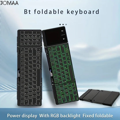 Wireless Folding Keyboard with Backlight RGB Foldable Bluetooth Keyboard with Touchpad Travel Keyboard for iOS Android Mac OS