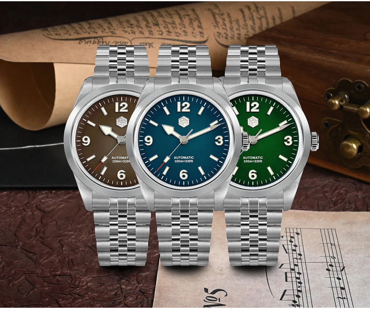San Martin 38mm Men Sport Watch Fashion Luxury Explore Climbing Automatic Mechanical Sapphire Waterproof 5 Links Bracelet BGW-9