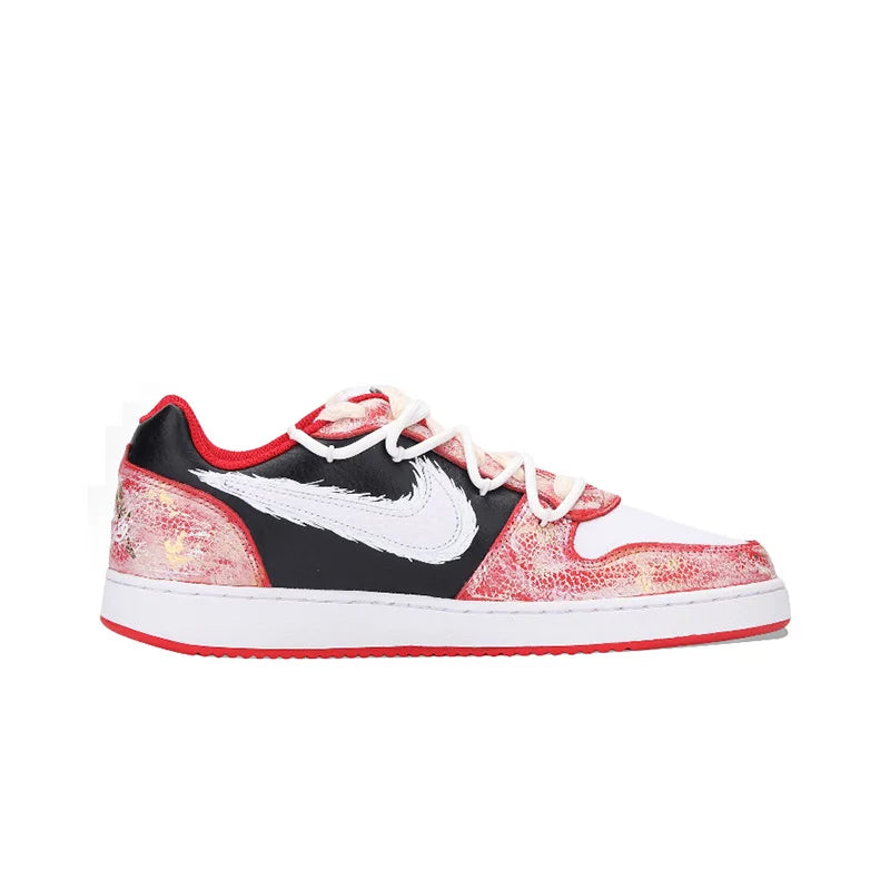 Персонализирани маратонки Nike EBERNON „Fiery Red Snake“ със златно фолио, изработени в ретро стил, с ефект на износване, издръжливи на износване, ниски, унисекс