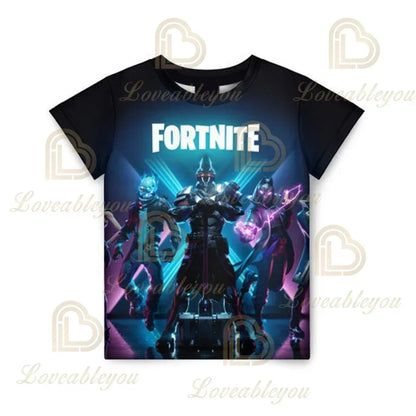 T-shirt estiva Fortnite per adulti e bambini con stampa digitale 3D, vestibilità ampia, taglie grandi, maniche corte