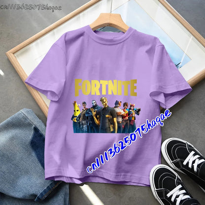Fortnites Children T-shirts Game Cartoon Printed Figures Fortress Night Tees Game Short Sleeves Tops Summer Boys Girls Clothes