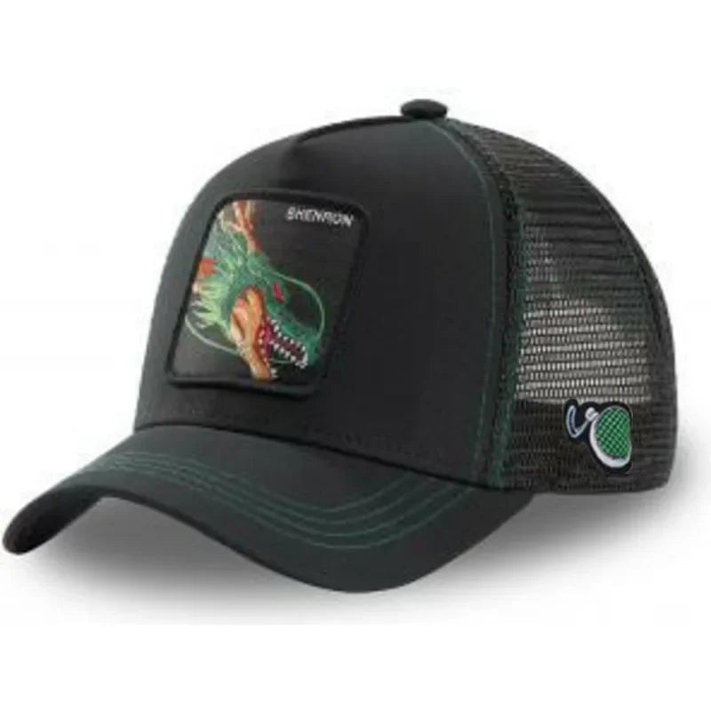 Casquette Dragon Ball Son Goku pour l'été : casquette de voyage à visière, pour homme, brodée, style hip-hop, visière pare-soleil, casquette trucker ajustable en maille