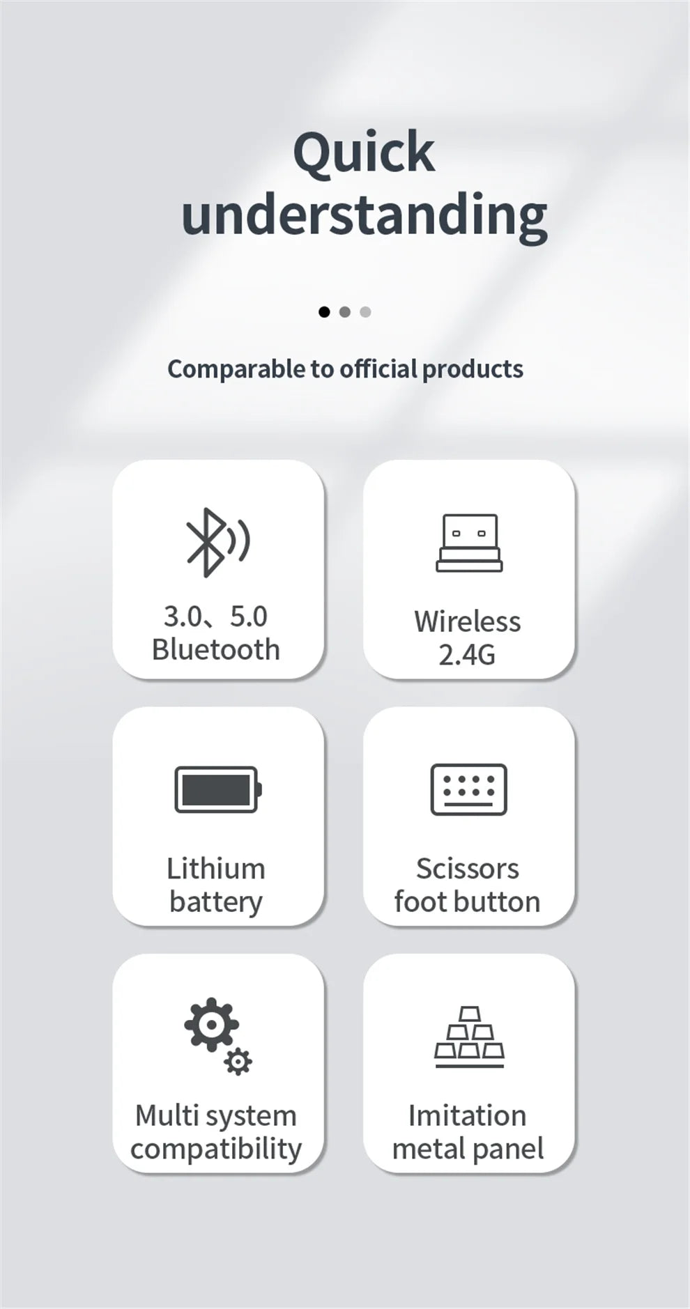JOMAA Bluetooth-&2.4G-USB-Tastatur-und-Maus-Set für Laptop, Computer und iPad, wiederaufladbare kabellose Tastatur-und-Maus-Kombination, leise