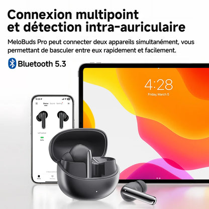 QCY MeloBuds Pro Adaptive Hybrid Active Noise Cancelling Wireless Earbuds 46dB Bluetooth 5.3 LDAC Hi-Res Audio 34H Earphones