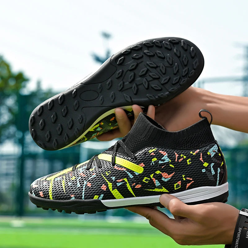 Botas de fútbol LiXingMing para hombre, blancas, profesionales, de caña alta, tacos de fútbol society, calzado de fútbol antideslizante para partido y entrenamiento
