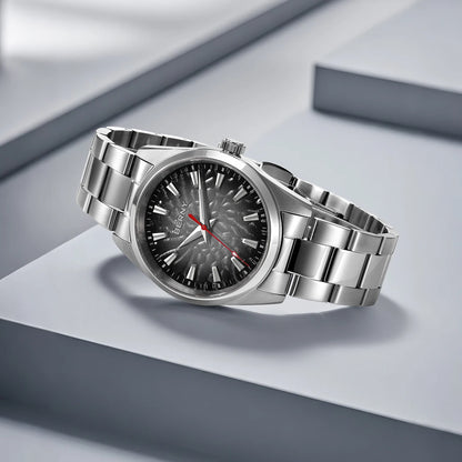 Montre pour homme BERNY – Montre à quartz, verre saphir, aiguilles luminescentes, étanche 10 ATM, entièrement en acier inoxydable – Style élégant et décontracté, idéale pour le quotidien ou les occasions professio