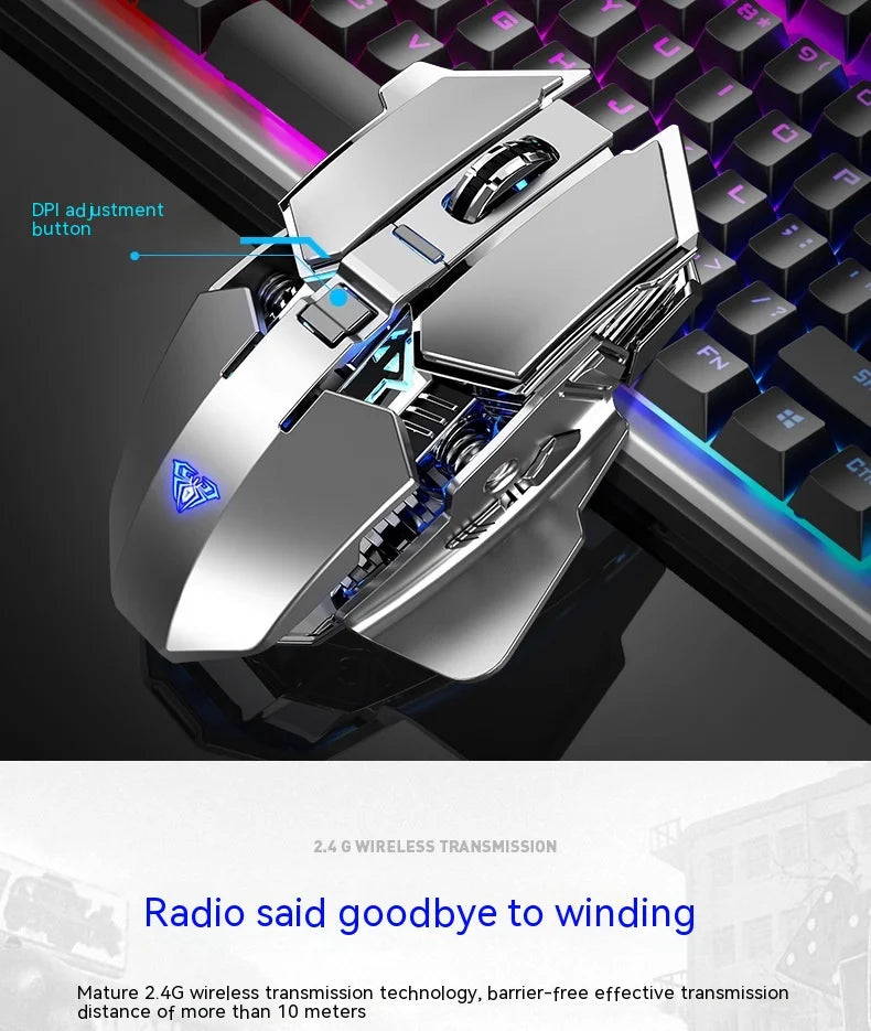 AULA mouse Multifunctional Gaming Side Keys Mouse Rechargeable Mecha style Mice 2.4 G Wireless Ergonomics Dpi adjustable Gamer