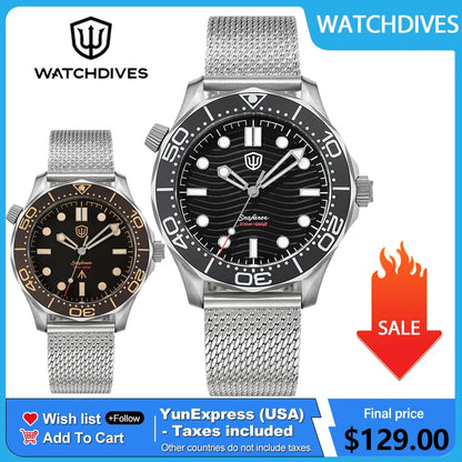 Watchdives 42mm Titanium Dive Watch NTTD VH31 Sweep Second Quartz Movement 200m Waterproof Super Luminous Men Watches