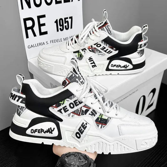 Zapatillas de hombre tipo skate para verano, en cuero, informales y de moda, para exterior, running, deporte, senderismo y tenis, con plataforma, diseño de lujo