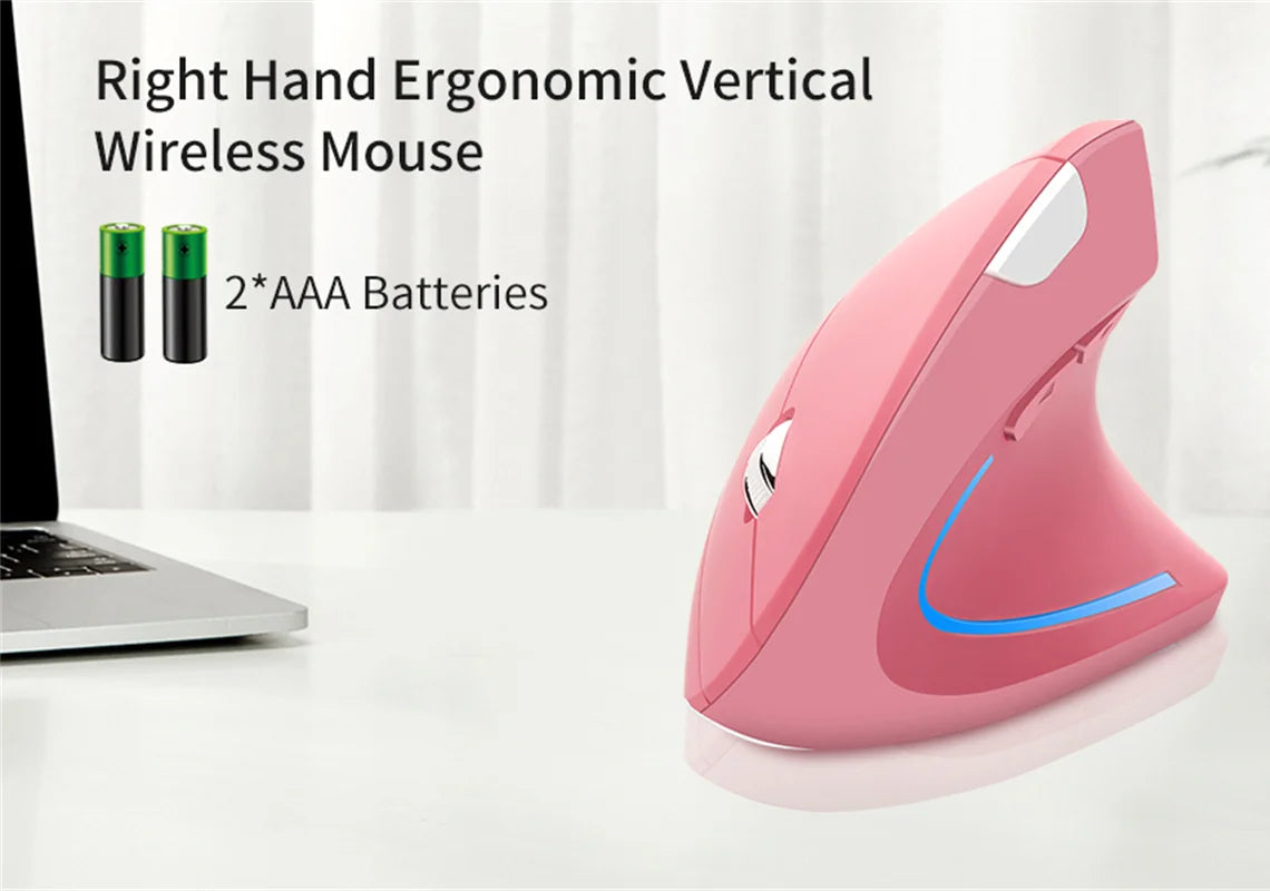 NEW Wireless Vertical Mouse 2.4GHz DPI Adjustable Optical Wrist-care Mice Backlight Gaming Mice For Laptop Tablet Mac iPad