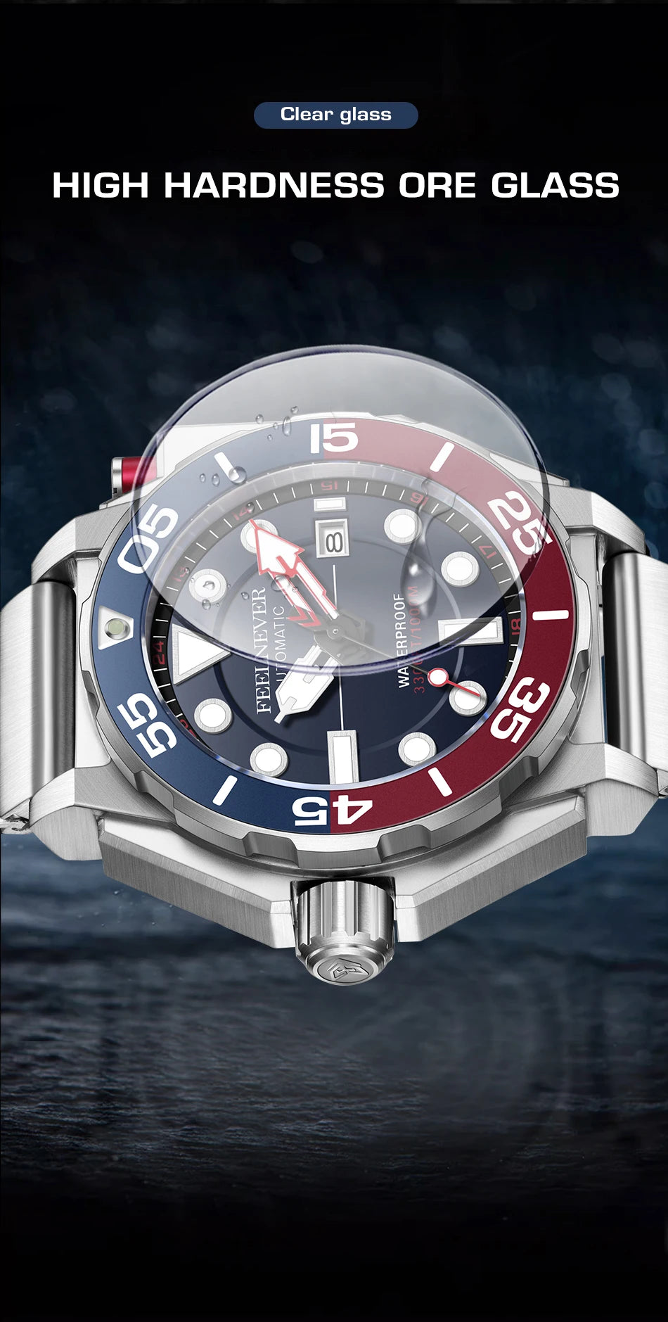 FeelNever Top Brand Luxury Automatic Watch For Men Fashion Business Watch Men Military Waterproof Men's Mechanical Wristwatches