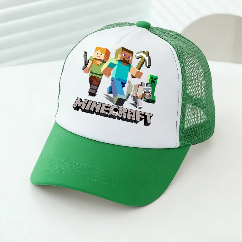 Baseballové čepice Minecrafted Mesh s kreslenými postavičkami – sportovní čepice pro dospělé a děti, pro chlapce i dívky, letní outdoorové čepice s kšiltem proti slunci, dárkové