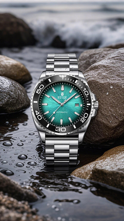 RUIGE Fashion Men's Fully Automatic Mechanical Watch Stainless Steel Calendar Men's Night Light Waterproof Versatile Watch