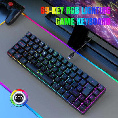 ¡Oferta destacada! Teclado gaming con cable de 69 teclas en español, retroiluminación RGB, diseño compacto al 68%, un accesorio imprescindible para profesionales de oficina y gamers