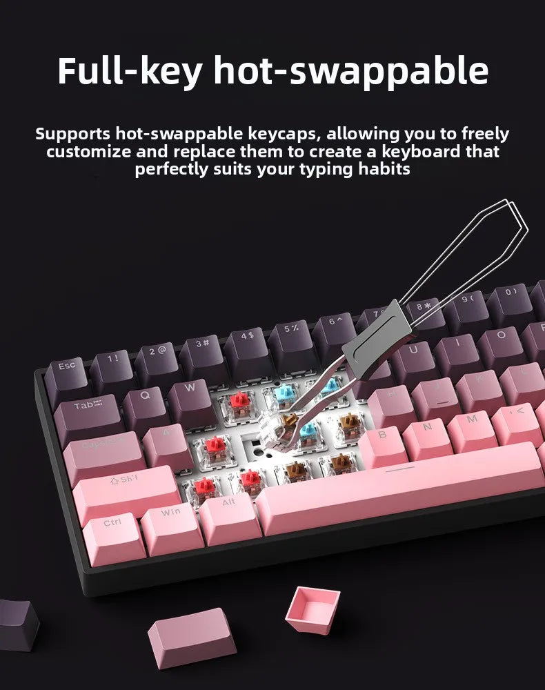 Wireless Gaming Mechanical Keyboard  Bluetooth 60 Percent RGB White Triple Mode Portable Keyboards  key board claviers teclado