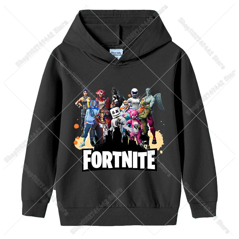 Lasten Fortnite-huppari syksyyn, ohut hupullinen collegepaita pojille ja tytöille, pitkähihainen pusero, urheilu- ja vapaa-ajan lastenvaate