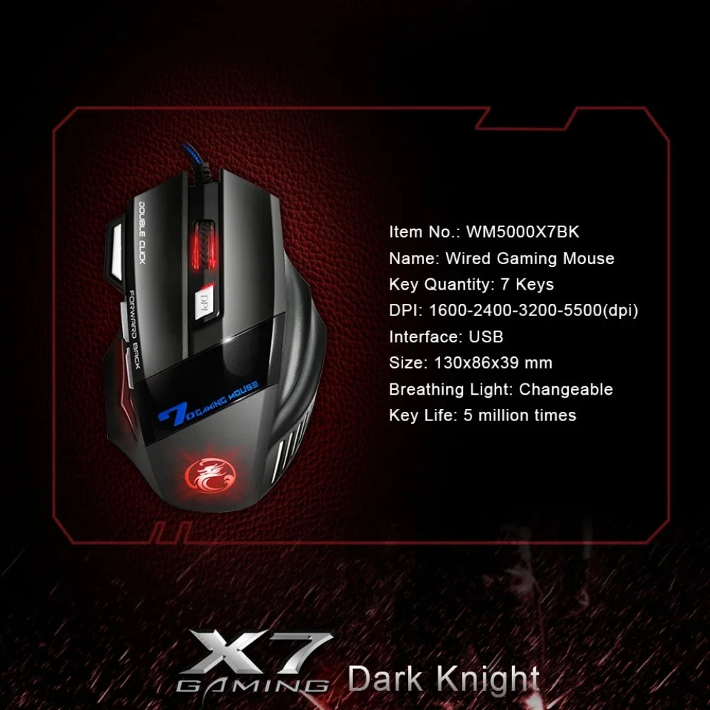 Wired Gaming Mouse Gamer Computer Mouse RGB Backlit Ergonomic Mouse Silent Backlight Mause LED 7 Buttons USB Mice For PC Desktop